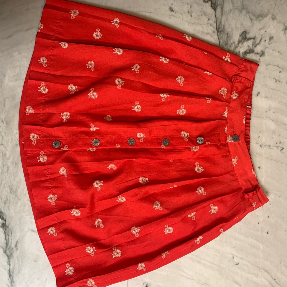 Red high waisted bicycle skirt